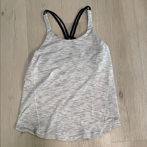 lululemon athletica White Heathered Tank with Black Strappy Back